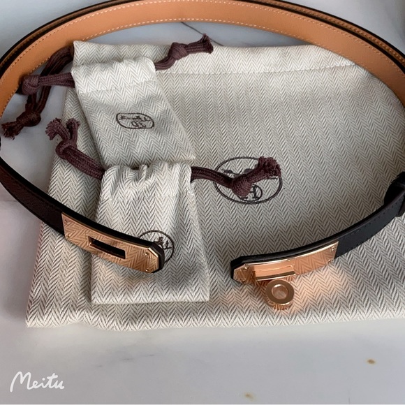 New! Authentic Hermes Kelly 18 Veau Epsom Black Belt - Picture 6 of 11